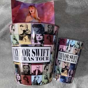Taylor swift eras tour movie amc popcorn bucket and cup bundle poster included.